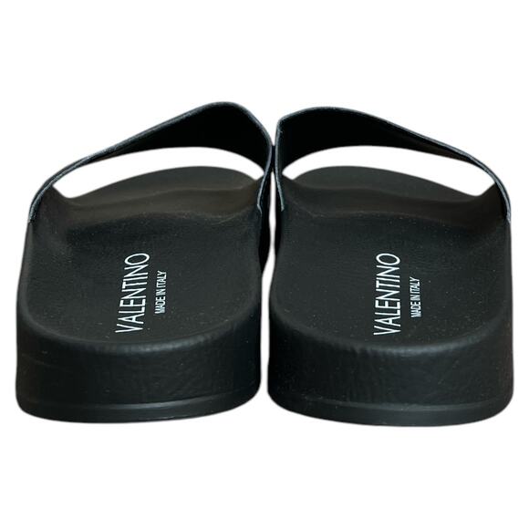 Valentino Black Footbed Gaia Leather Slide Sandals, IT41/US8 - Picture 6 of 9